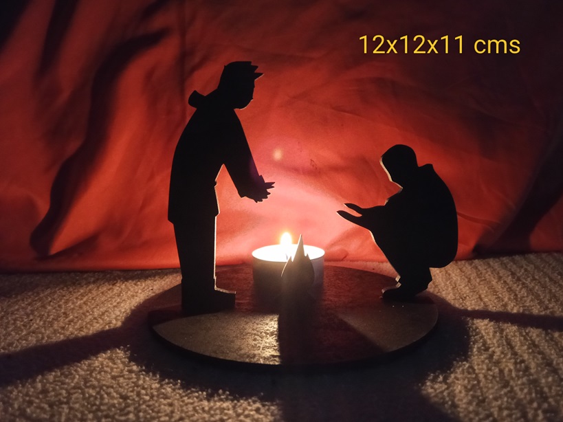 Portavelas siluetas llama