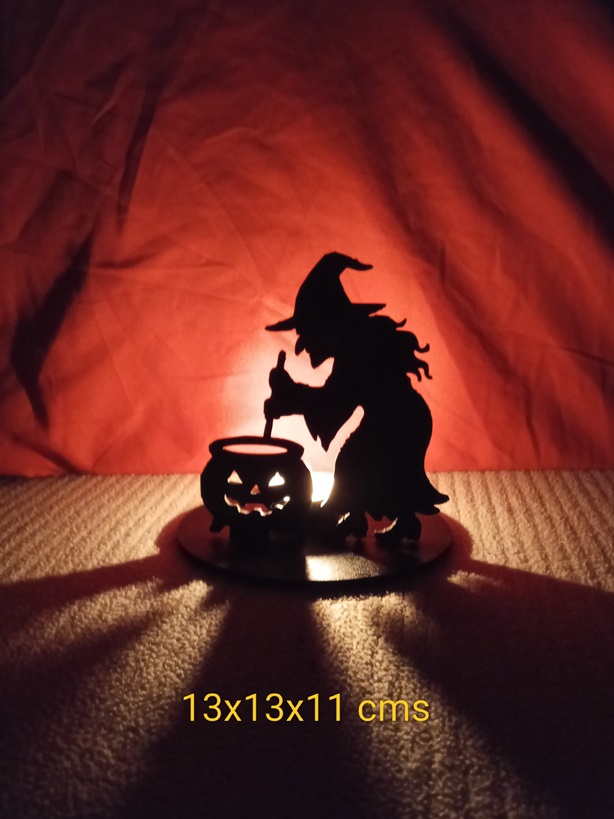 Portavelas Halloween bruja caldero