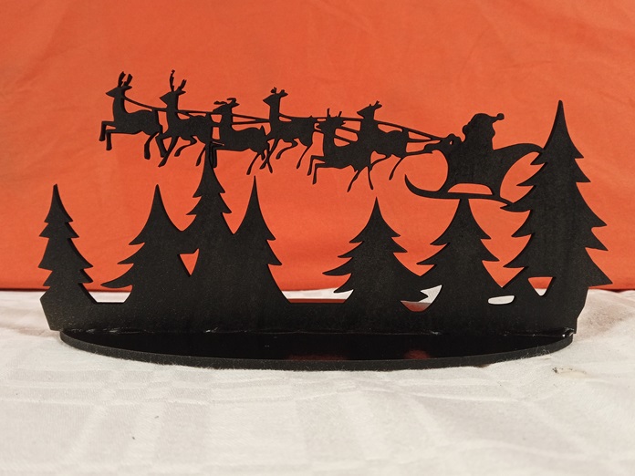 Portavelas Papa Noel trineo sobre paisaje 2