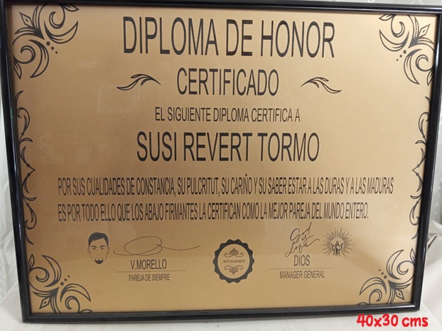 Cuadro diploma mejor pareja personalizado