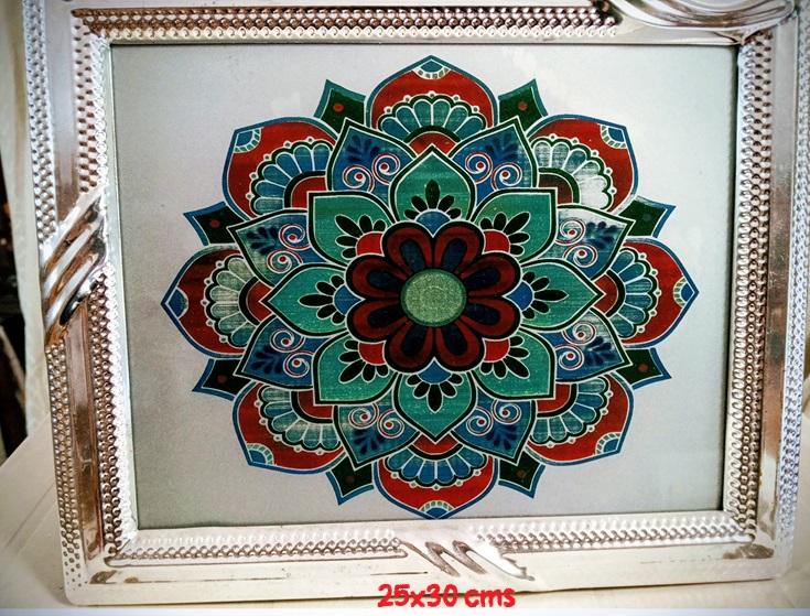 Cuadro mandala grabado en el cristal