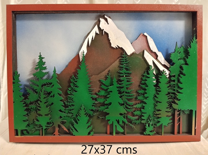 Cuadro paisaje nevado en 5 capas