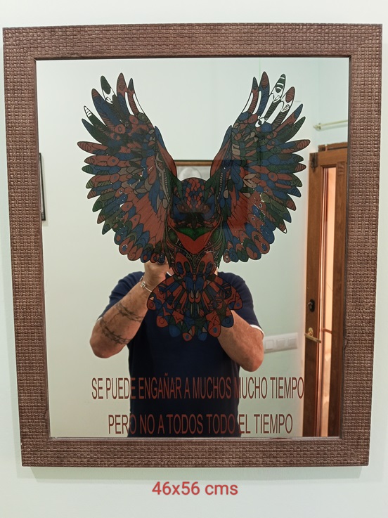 Espejo mural buho grabado en el cristal personalizado