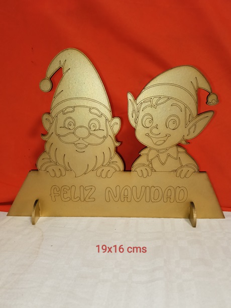 Figura sobremesa Navidad papa Noel y duende