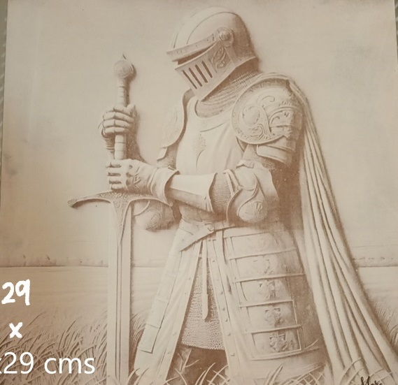 Lamina madera MDF grabada guerrero medieval