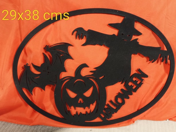 Mural Halloween calabaza espantapajaros y murcielago