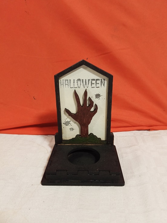 Portavelas Halloween tumba mano zombi 2