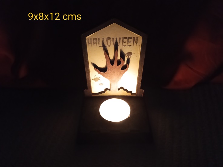 Portavelas Halloween tumba mano zombi