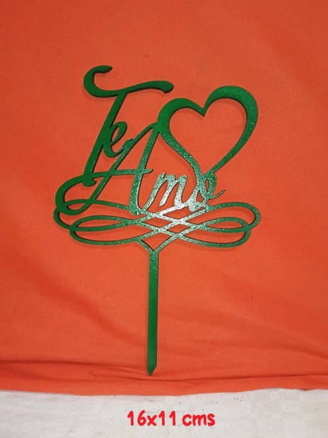 Topper para tarta te amo con corazon