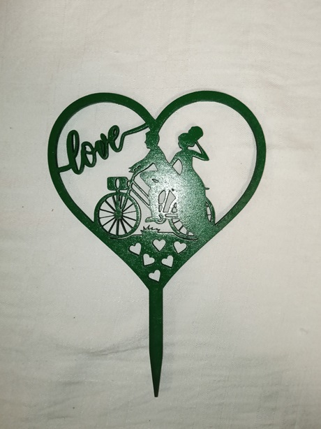 Topper para tartas de boda novios corazon bicicleta 2