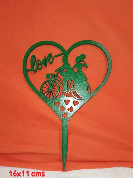 Topper para tartas de boda novios corazon bicicleta