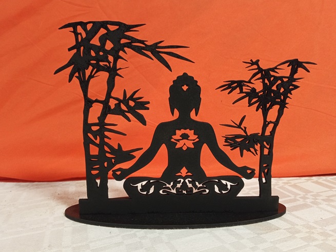 Portavelas Zen Buda con bambu 2