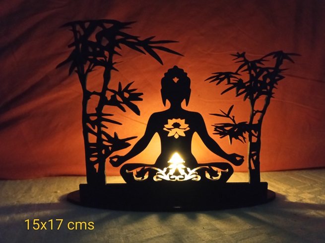 Portavelas Zen Buda con bambu