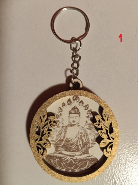 Llaveros buda grabado marco flores 2 capas 1
