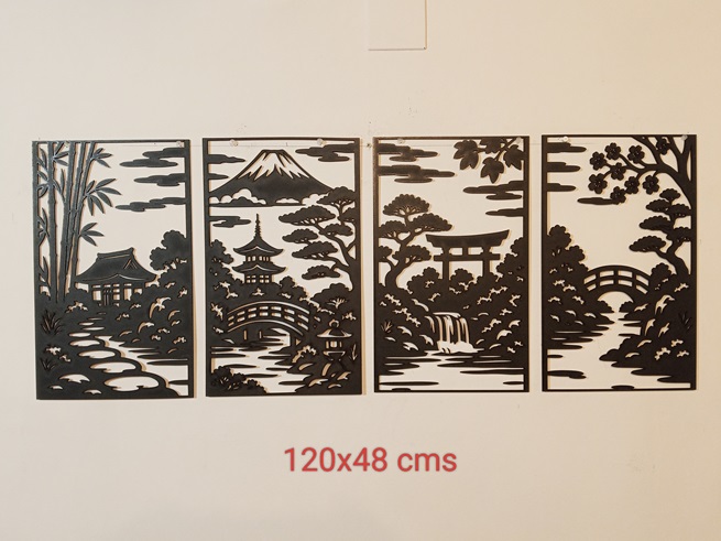 Mural grande paisaje oriental en 4 partes