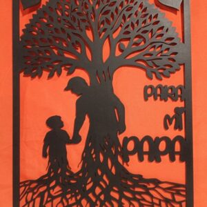 Mural papa hijo fundidos en arbol