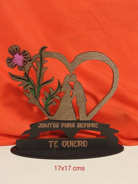 Figura novios con flores personalizada en 2 capas