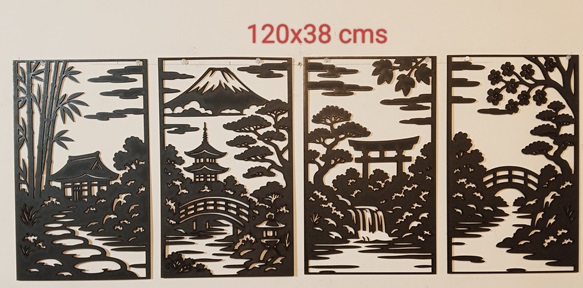 Mural oriental grande en 4 piezas