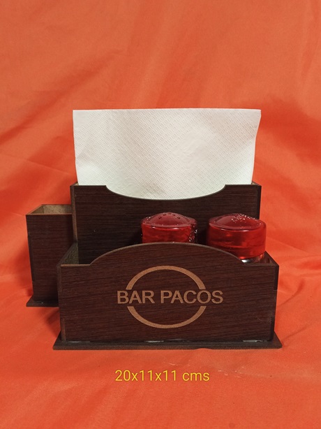 Juego servilletas palillos saleros personalizado