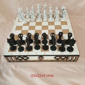 Juego de ajedrez y damas madera decorado
