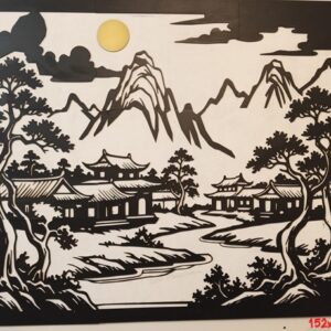 Mural gigante 2 capas paisaje oriental