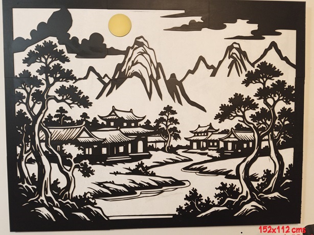 Mural gigante 2 capas paisaje oriental