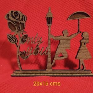 Figura enamorados con rosa y texto 2 capas