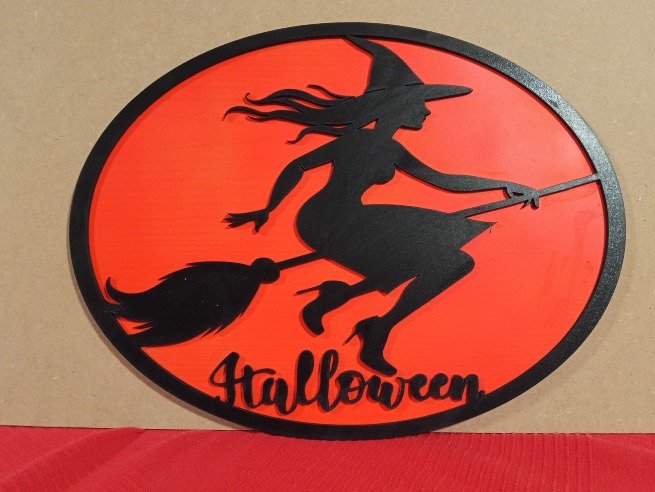 Mural halloween bruja volando en 2 capas 2