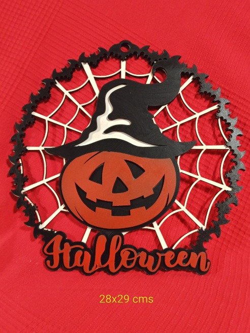 Mural halloween calabaza telaraña en 2 capas